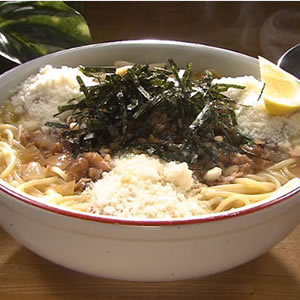 スープ納豆パスタ